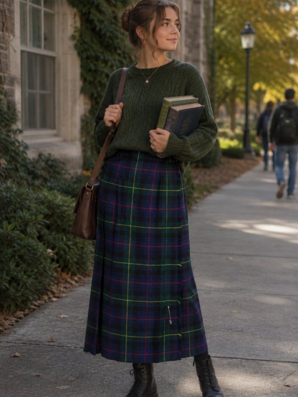 Claudia and Marc Vintage 80's Pure New Wool Long Tartan Plaid wrap Skirt 8